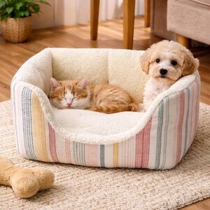 High Walled Cuddler Beds for Cats & Dogs Small‎ Pet Bed Cute Soft Sherpa Comfort